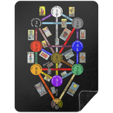 KABBAHLAH TREE OF LIFE DESIGN 2 4HORSE BSHL Premium Black Sherpa Blanket 60x80