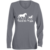 BORN TO WALK 1788 Ladies' Moisture-Wicking Long Sleeve V-Neck Tee
