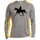 Missouri Fox Trotter WITH MALE RIDER BLACK ST361LS Long Sleeve Heather Colorblock Performance Tee