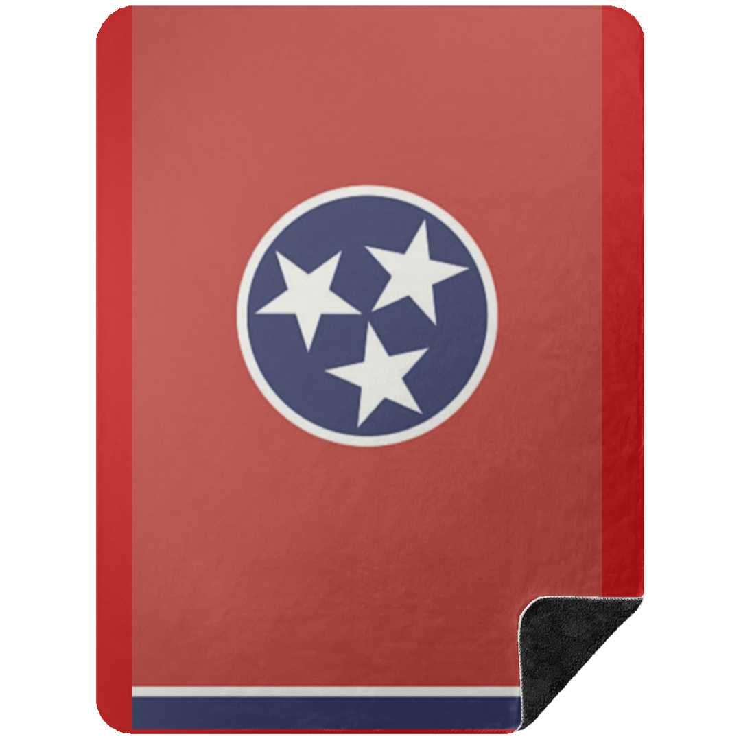 State of Tennessee Flag BSHL Premium Black Sherpa Blanket 60x80