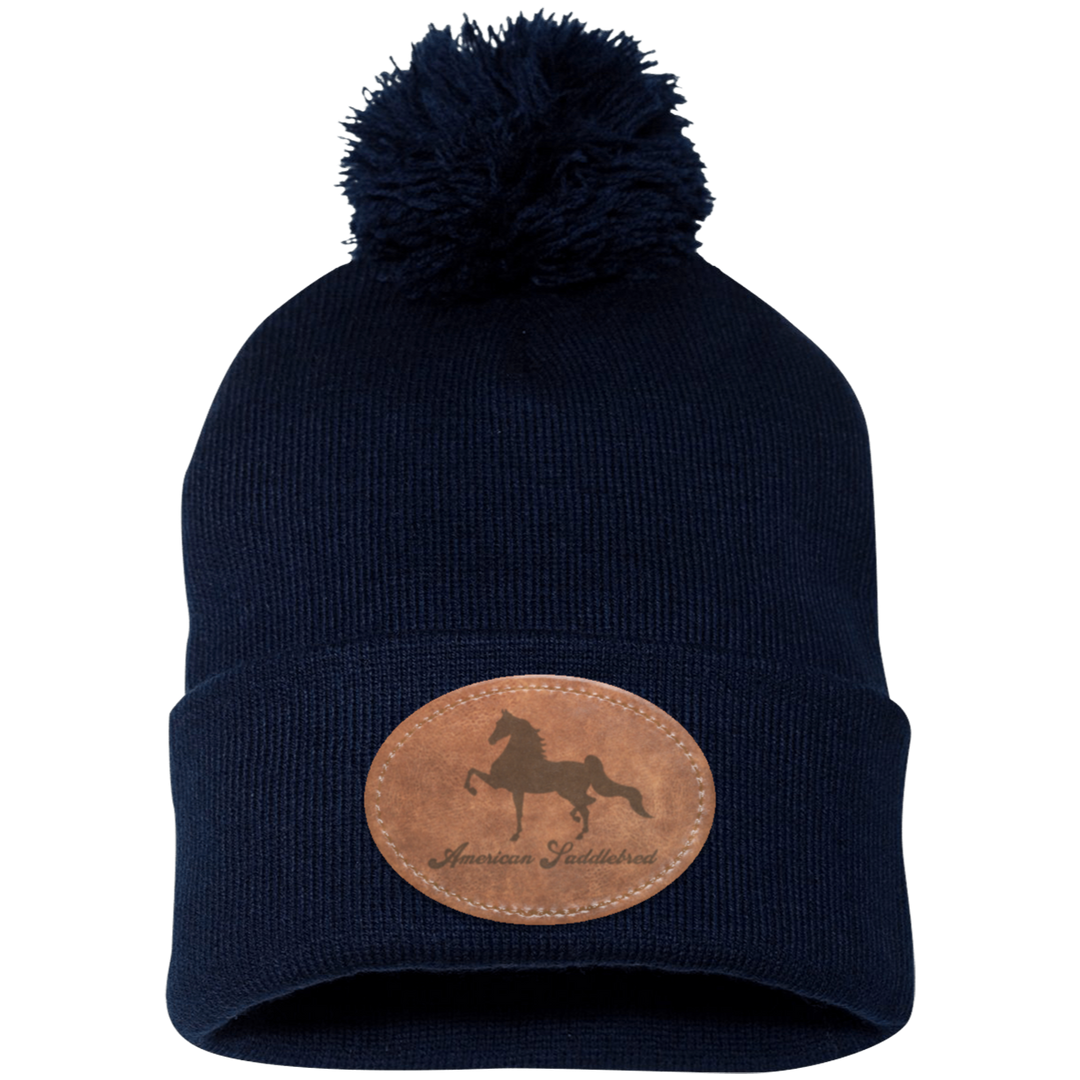 AMERICAN SADDLEBRED ON LEATHER SP15 Pom Pom Knit Cap - Patch