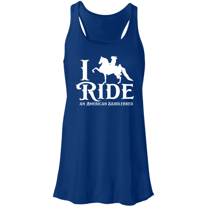 I RIDE AN AMERICAN SADDLEBRED (WHITE) B8800 Flowy Racerback Tank