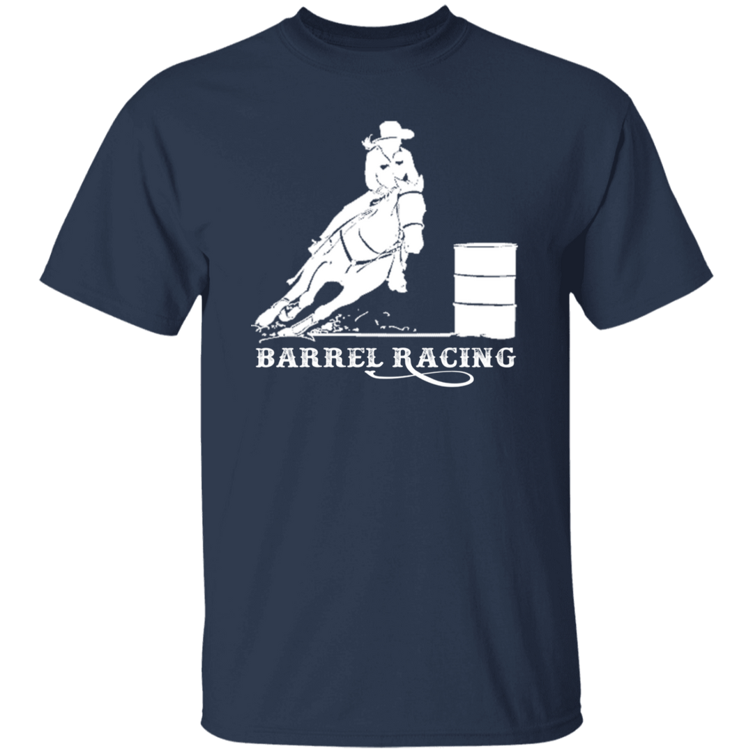 BARREL RACING STYLE 1 (WHITE) 4HORSE G500 5.3 oz. T-Shirt