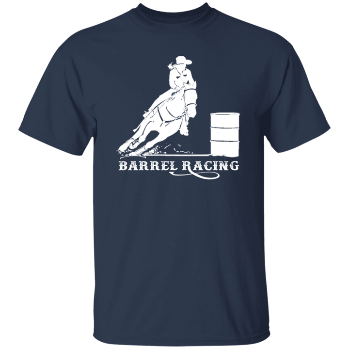 BARREL RACING STYLE 1 (WHITE) 4HORSE G500 5.3 oz. T-Shirt