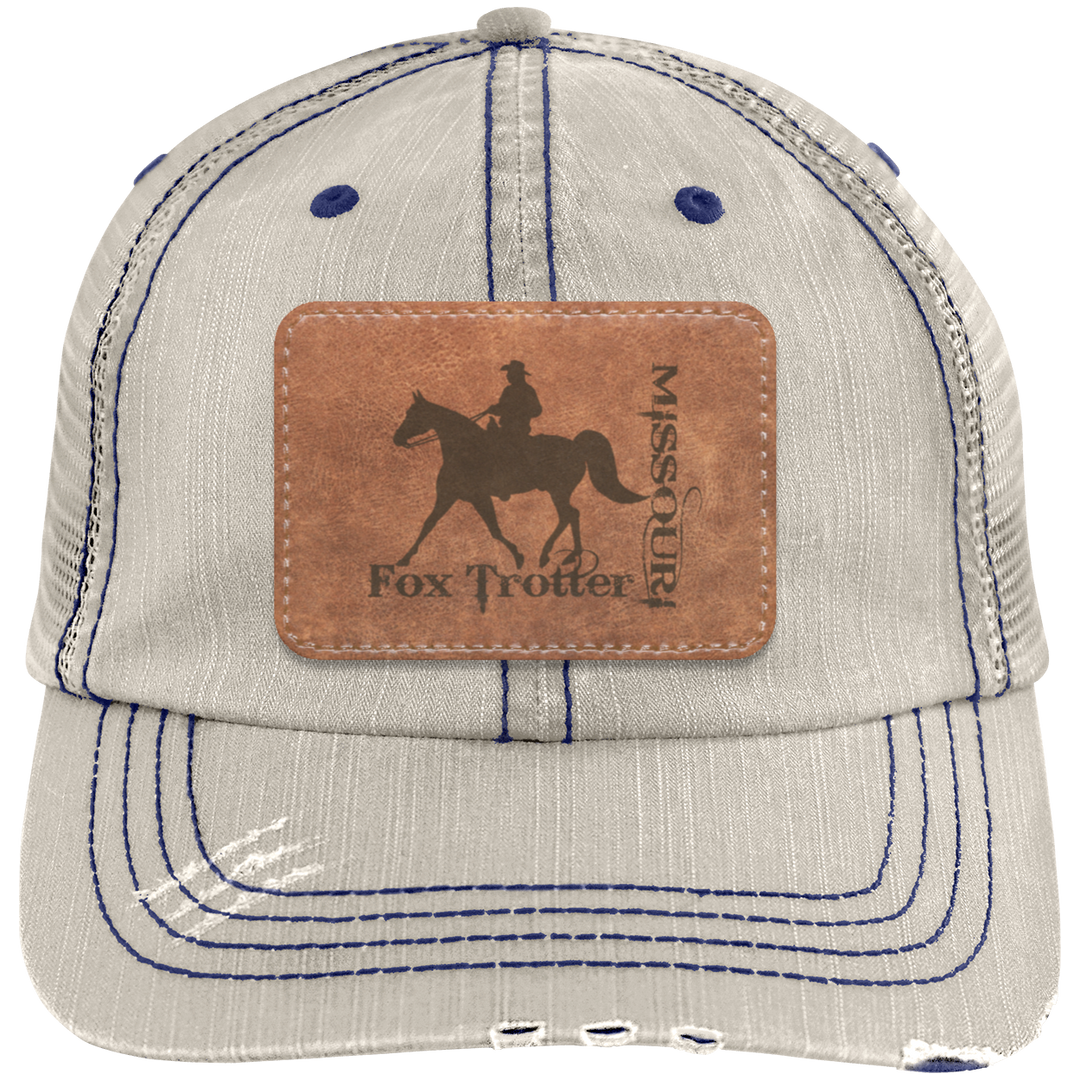 MISSOURI FOX TROTTER ON LEATHER 6990 Distressed Unstructured Trucker Cap - Patch