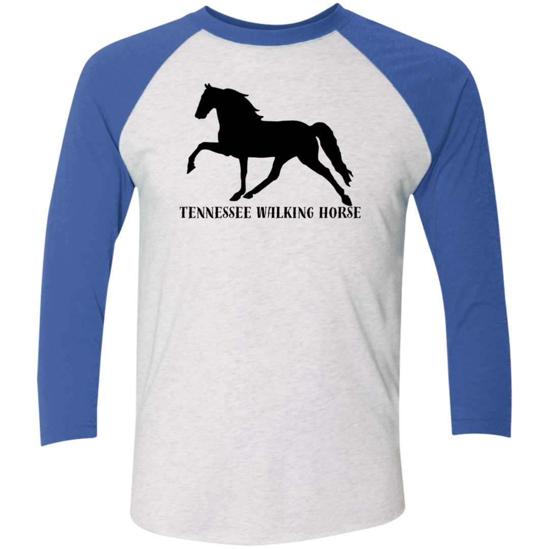 Tennessee Walker (black) 4HORSE NL6051 Tri-Blend 3/4 Sleeve Raglan T-Shirt