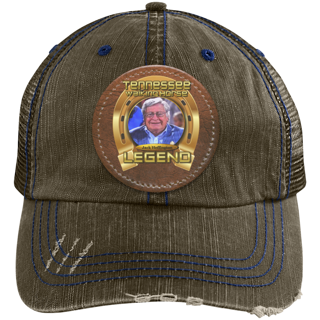 JACK HEFFINGTON (Legends Series) HAT 6990 Distressed Unstructured Trucker Cap - Patch