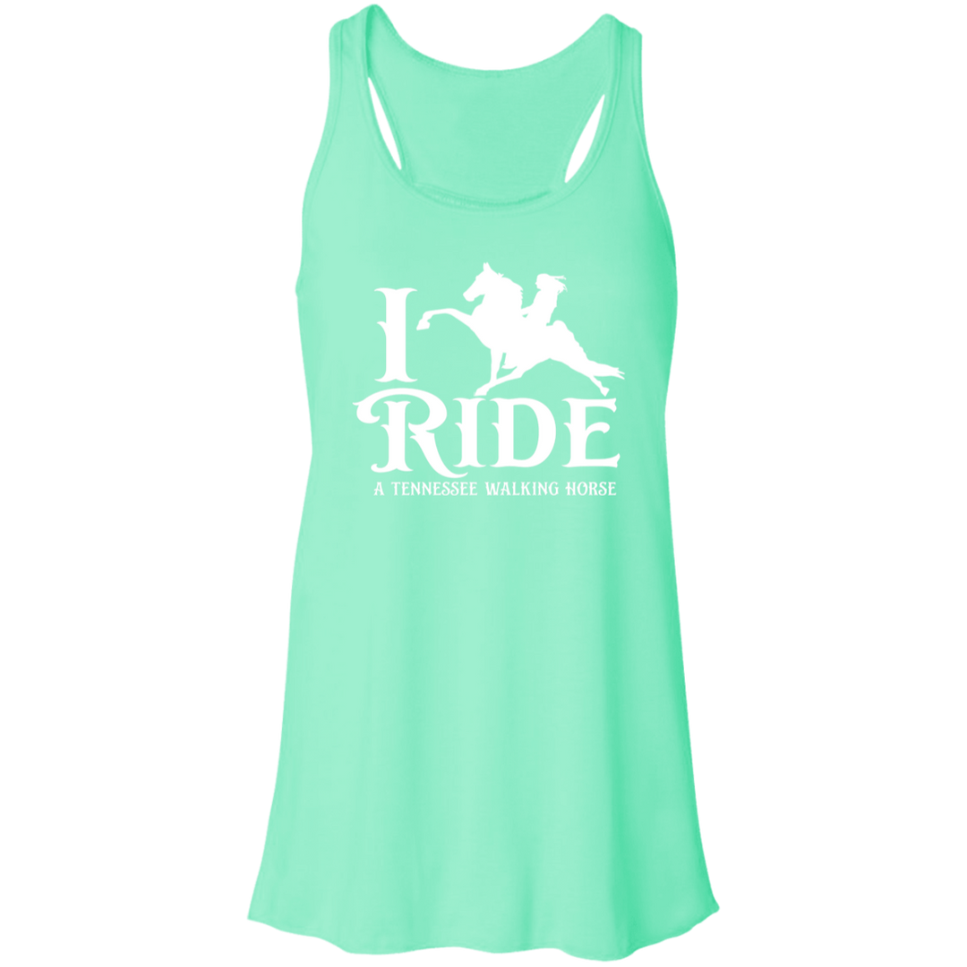I RIDE A WALKING HORSE B (WHITE) B8800 Flowy Racerback Tank