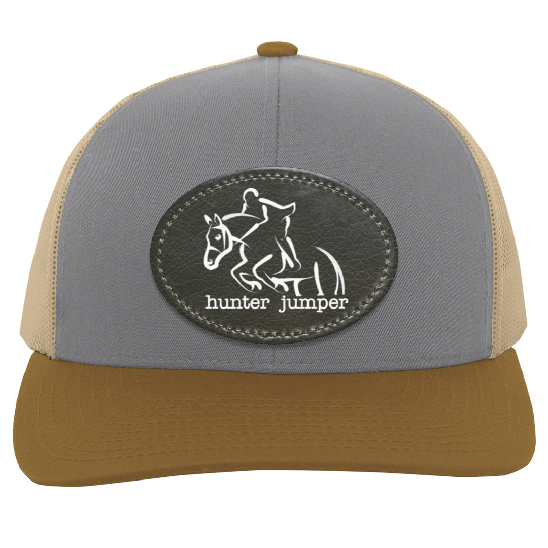 HUNTER JUMPER BLACK LEATHER 104C Trucker Snap Back - Patch