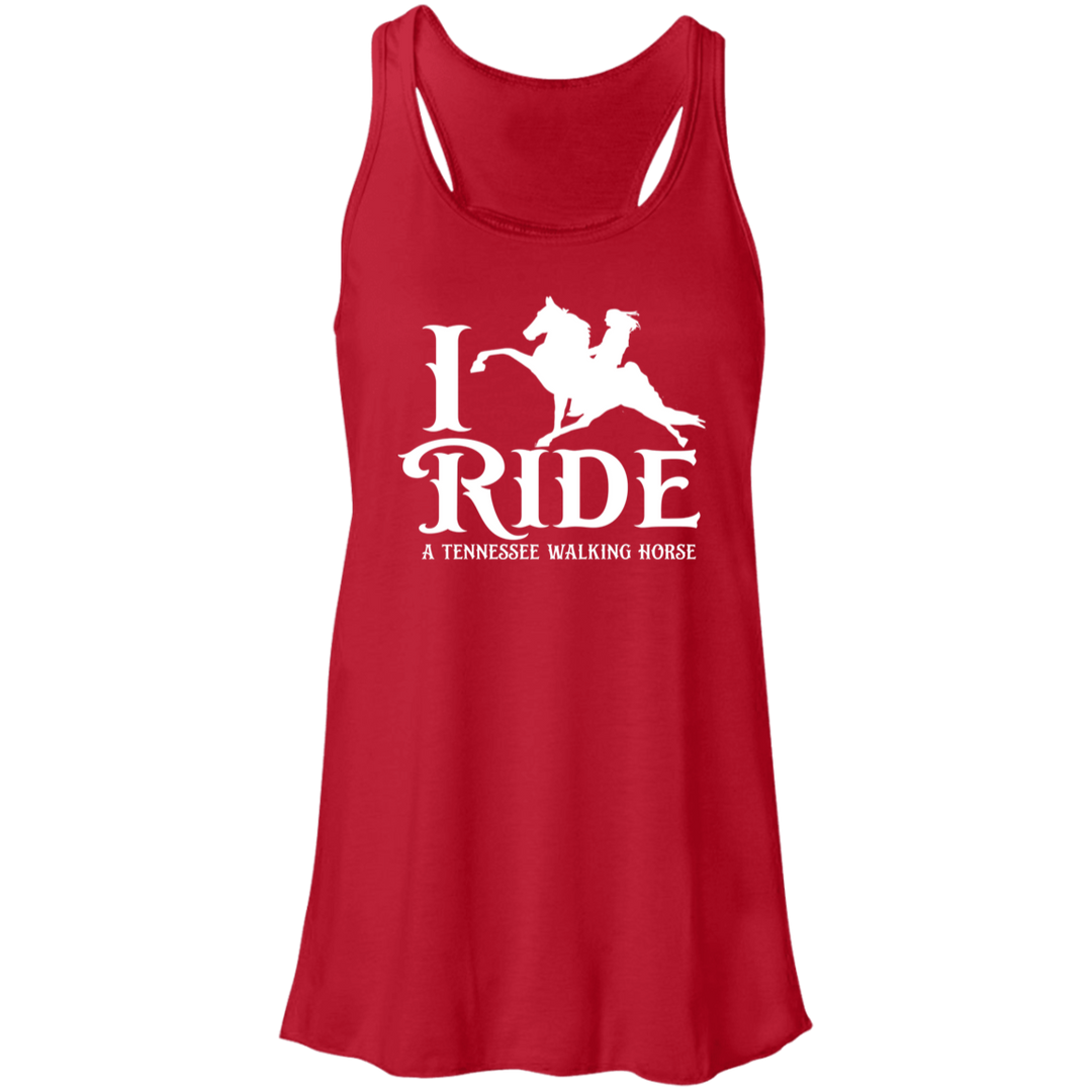 I RIDE A WALKING HORSE B (WHITE) B8800 Flowy Racerback Tank