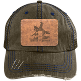 TURNIN AND BURNIN ON LEATHER 6990 Distressed Unstructured Trucker Cap - Patch