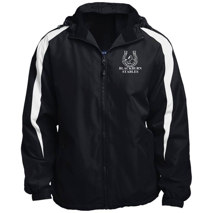 BLACKBURN STABLES (WHITE) JST81 Fleece Lined Colorblock Hooded Jacket