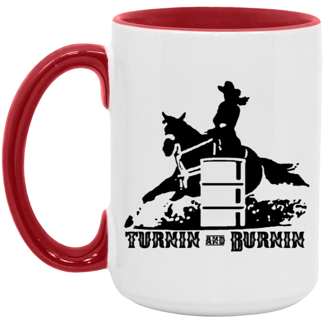 TURNIN AND BURNIN BARREL RACING 4HORSE AM15OZ 15oz. Accent Mug