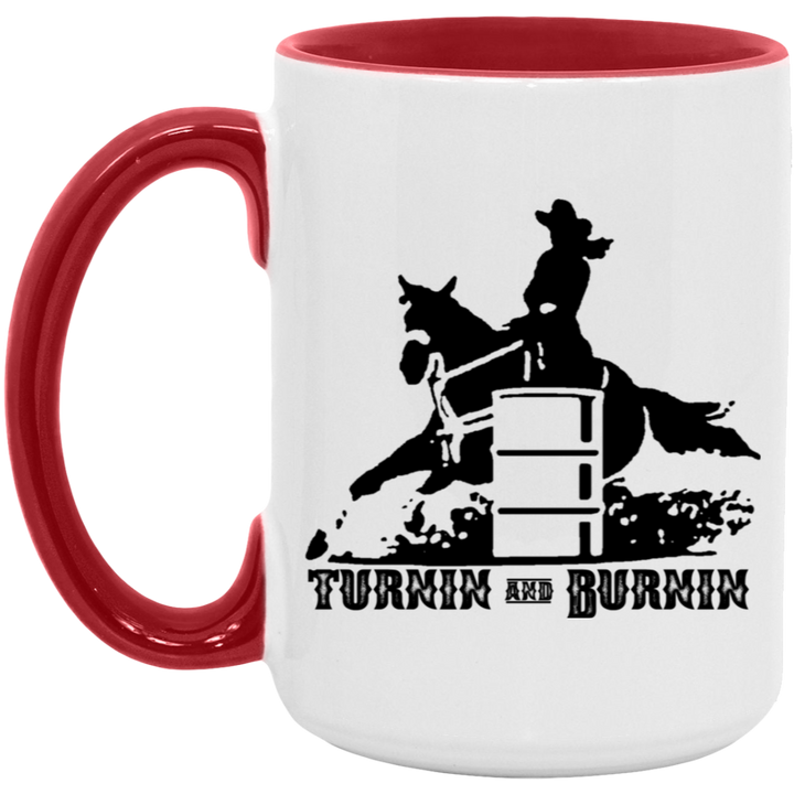 TURNIN AND BURNIN BARREL RACING 4HORSE AM15OZ 15oz. Accent Mug