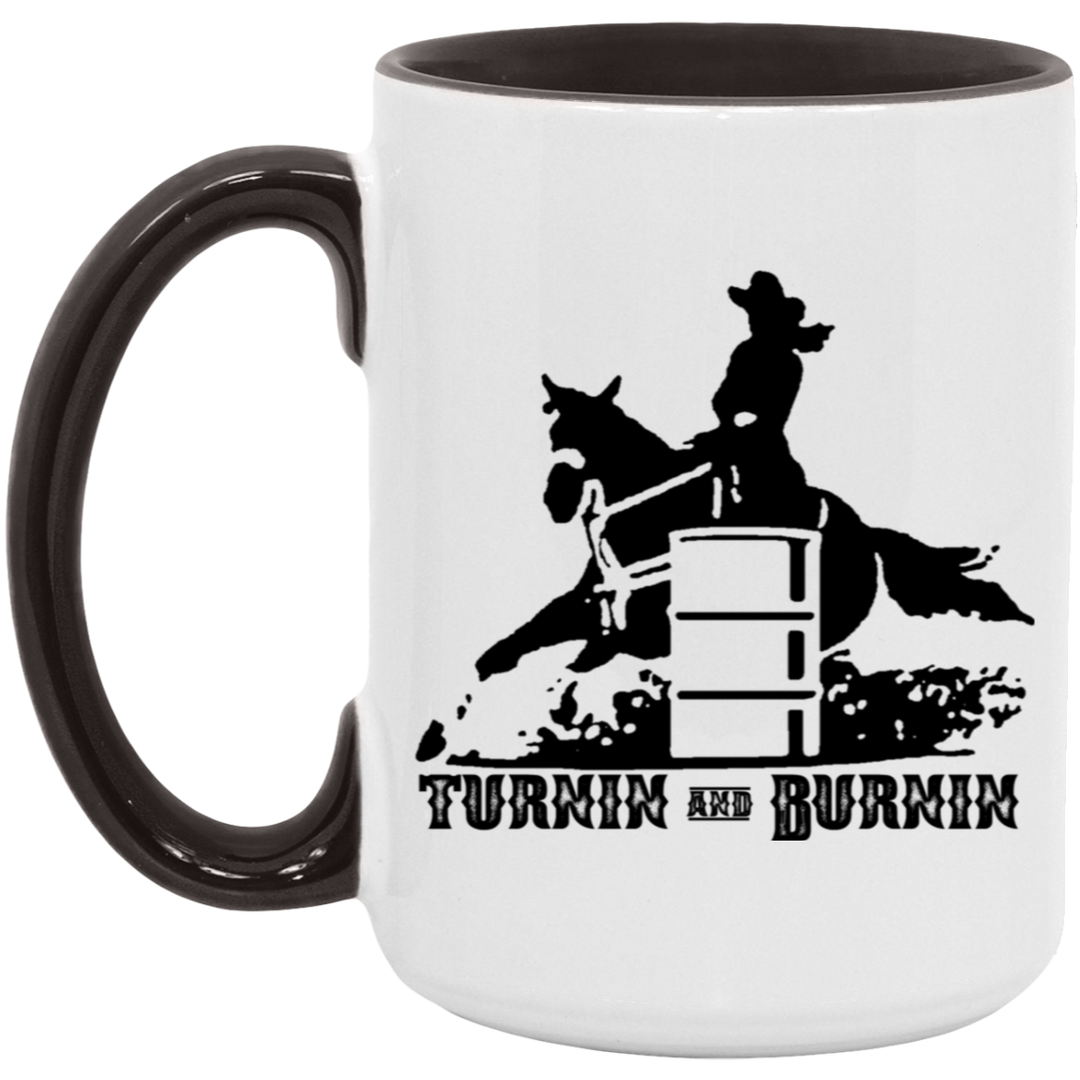TURNIN AND BURNIN BARREL RACING 4HORSE AM15OZ 15oz. Accent Mug