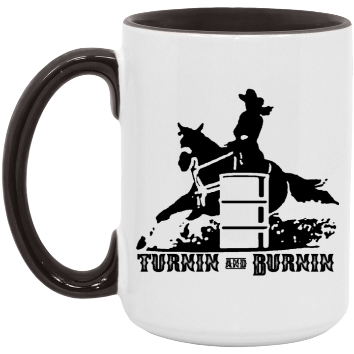 TURNIN AND BURNIN BARREL RACING 4HORSE AM15OZ 15oz. Accent Mug