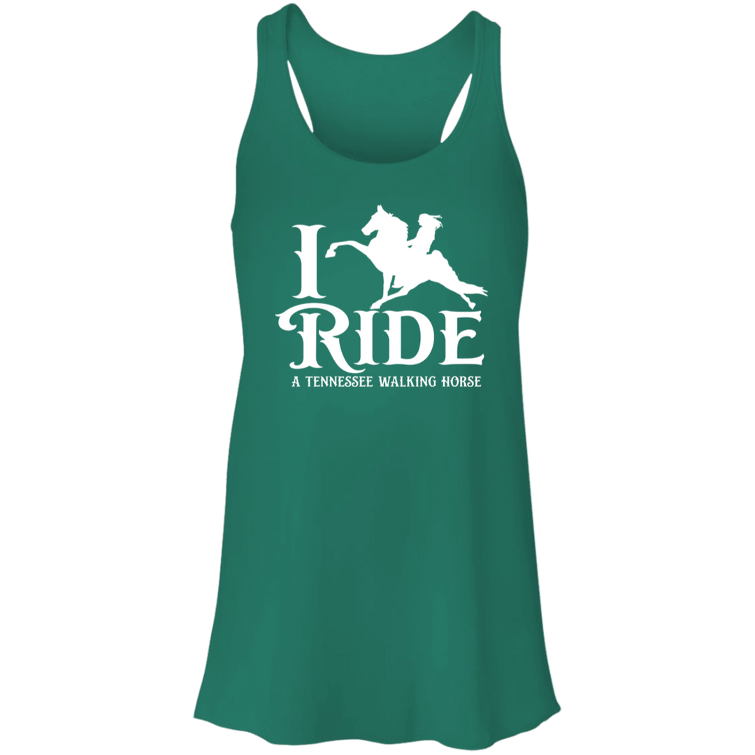 I RIDE A WALKING HORSE B (WHITE) B8800 Flowy Racerback Tank