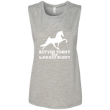 SITTIN TIGHT LOOKIN RIGHT TWH PERFORMANCE(WHITE) B8803 Ladies' Flowy Muscle Tank