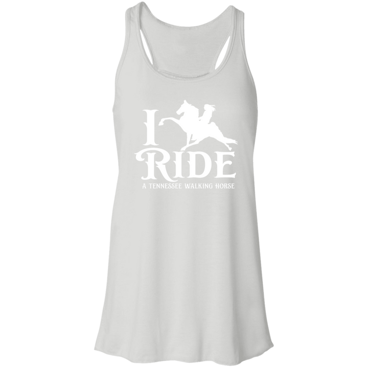 I RIDE A WALKING HORSE B (WHITE) B8800 Flowy Racerback Tank