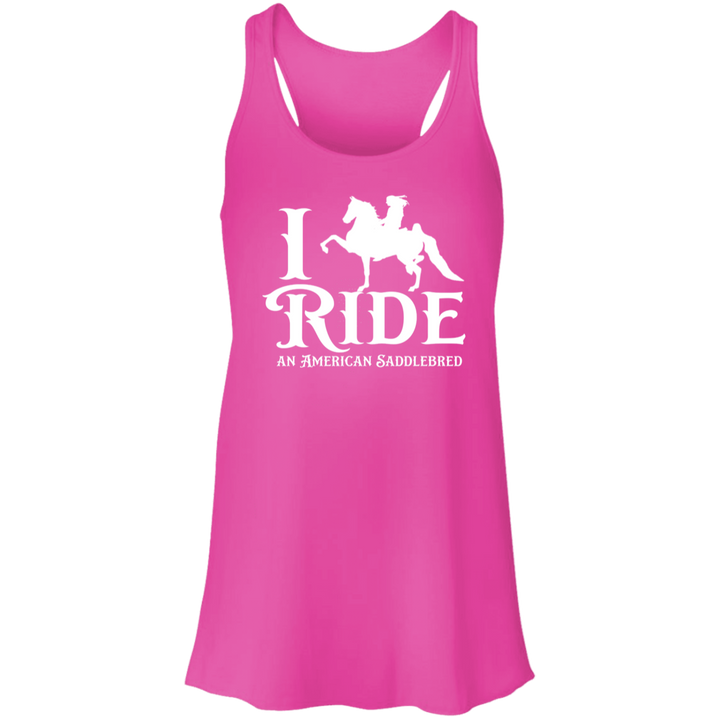I RIDE AN AMERICAN SADDLEBRED (WHITE) B8800 Flowy Racerback Tank