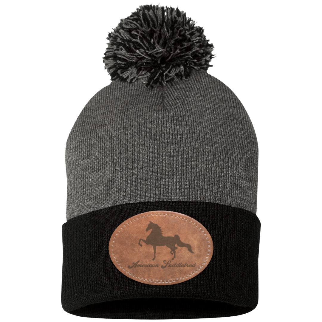 AMERICAN SADDLEBRED ON LEATHER SP15 Pom Pom Knit Cap - Patch