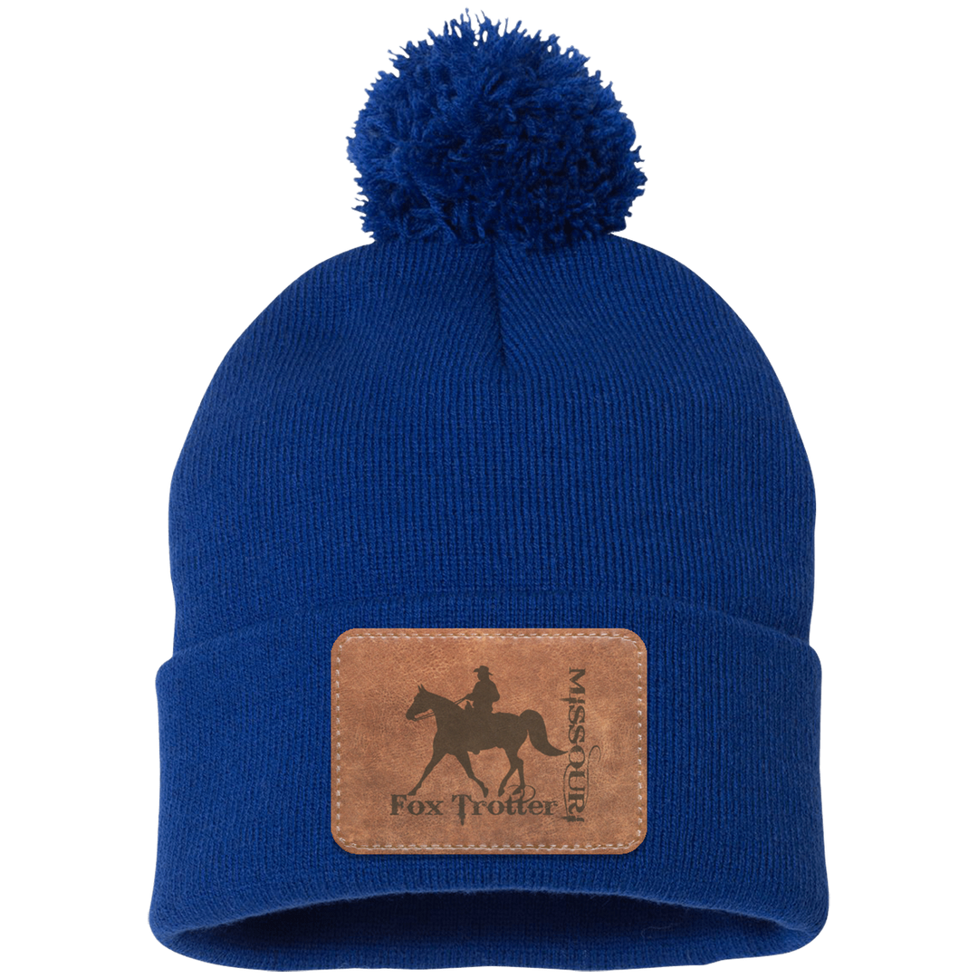 MISSOURI FOX TROTTER ON LEATHER SP15 Pom Pom Knit Cap - Patch