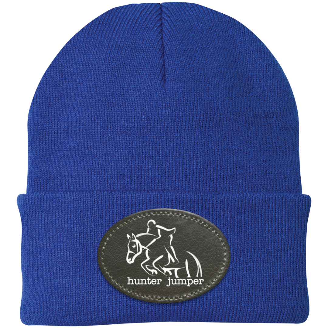 HUNTER JUMPER BLACK LEATHER CP90 Knit Cap - Patch