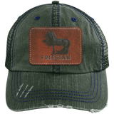 FRIESIAN ON LEATHER 6990 Distressed Unstructured Trucker Cap - Patch