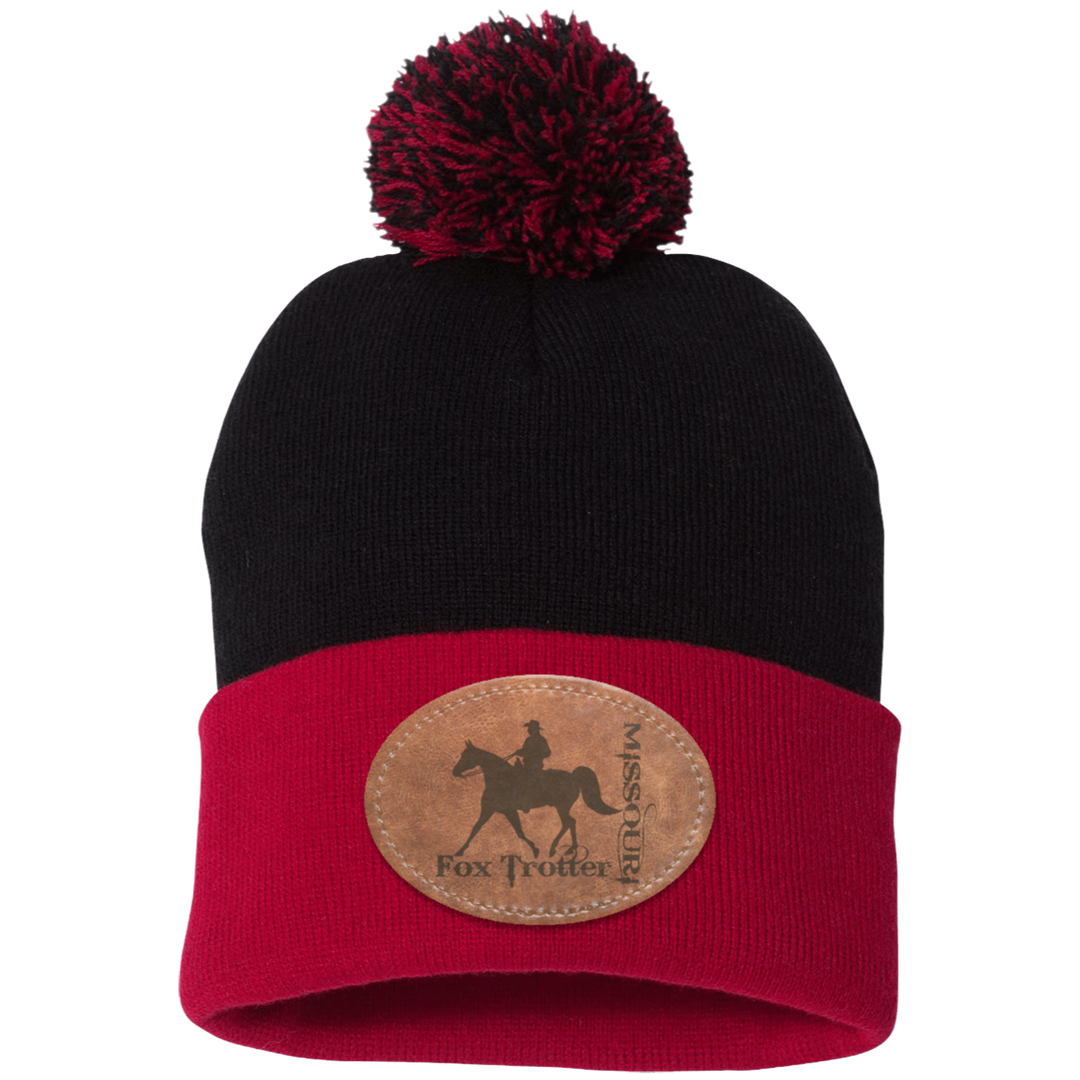 MISSOURI FOX TROTTER ON LEATHER SP15 Pom Pom Knit Cap - Patch