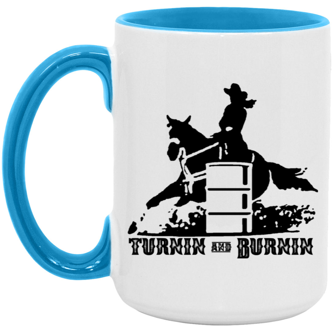 TURNIN AND BURNIN BARREL RACING 4HORSE AM15OZ 15oz. Accent Mug