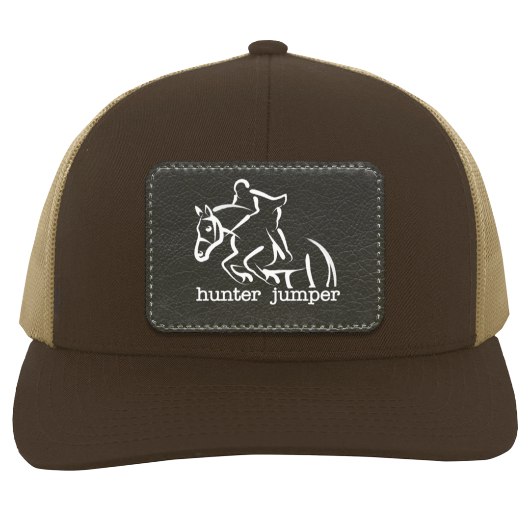 HUNTER JUMPER BLACK LEATHER 104C Trucker Snap Back - Patch