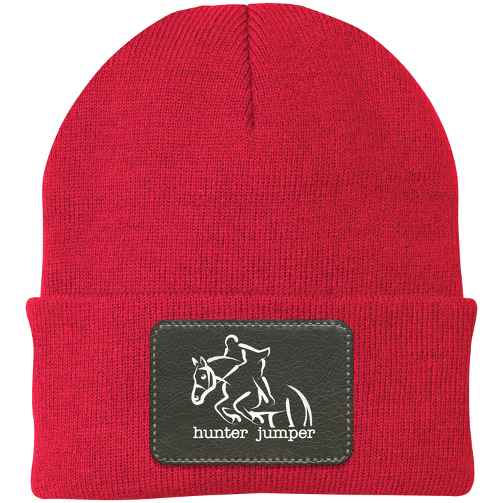 HUNTER JUMPER BLACK LEATHER CP90 Knit Cap - Patch