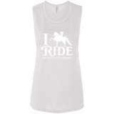I RIDE AN AMERICAN SADDLEBRED (WHITE) B8803 Ladies' Flowy Muscle Tank