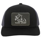 HUNTER JUMPER BLACK LEATHER 104C Trucker Snap Back - Patch