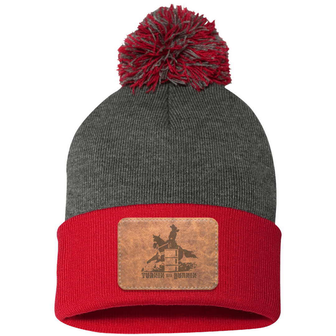 TURNIN AND BURNIN ON LEATHER SP15 Pom Pom Knit Cap - Patch