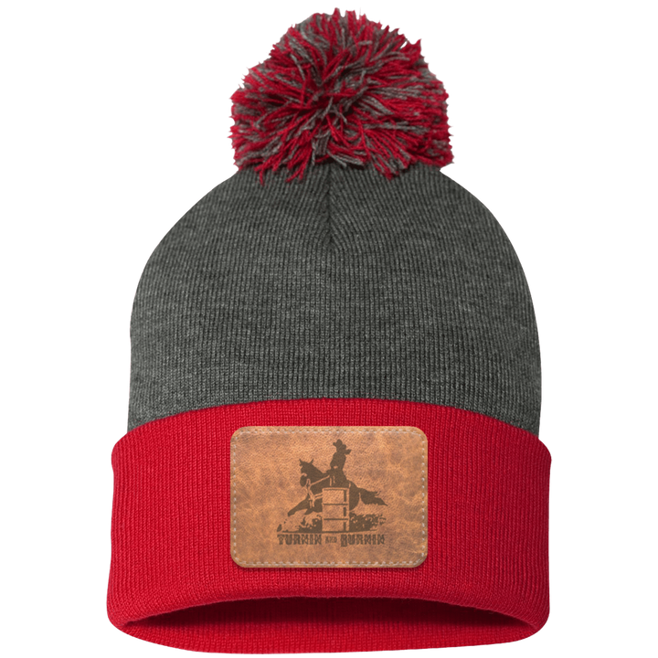 TURNIN AND BURNIN ON LEATHER SP15 Pom Pom Knit Cap - Patch