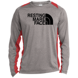 RESTING MARE FACE(black) ST361LS Long Sleeve Heather Colorblock Performance Tee