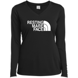 RESTING MARE FACE (white) LST353LS Ladies’ Long Sleeve Performance V-Neck Tee