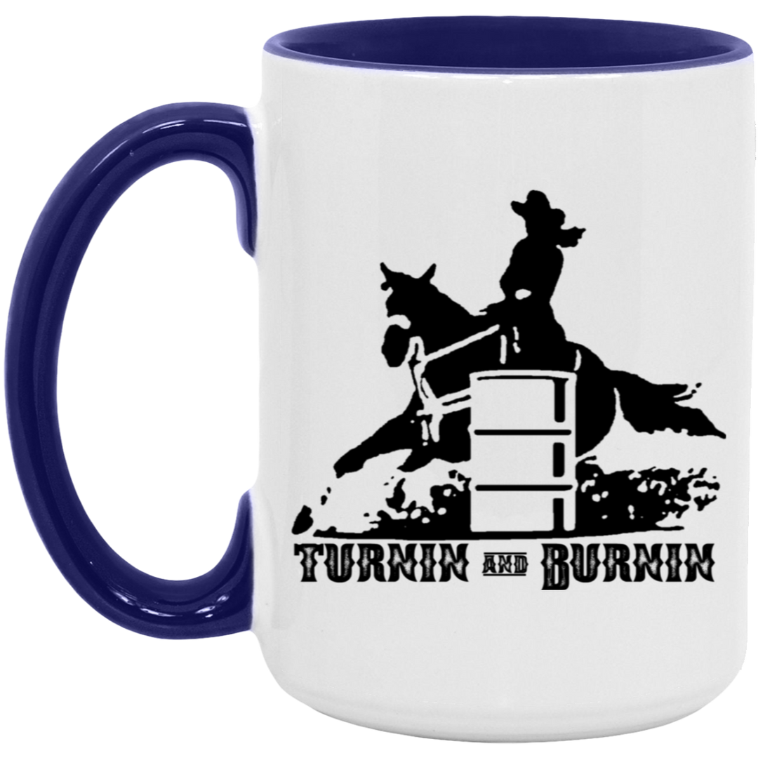 TURNIN AND BURNIN BARREL RACING 4HORSE AM15OZ 15oz. Accent Mug