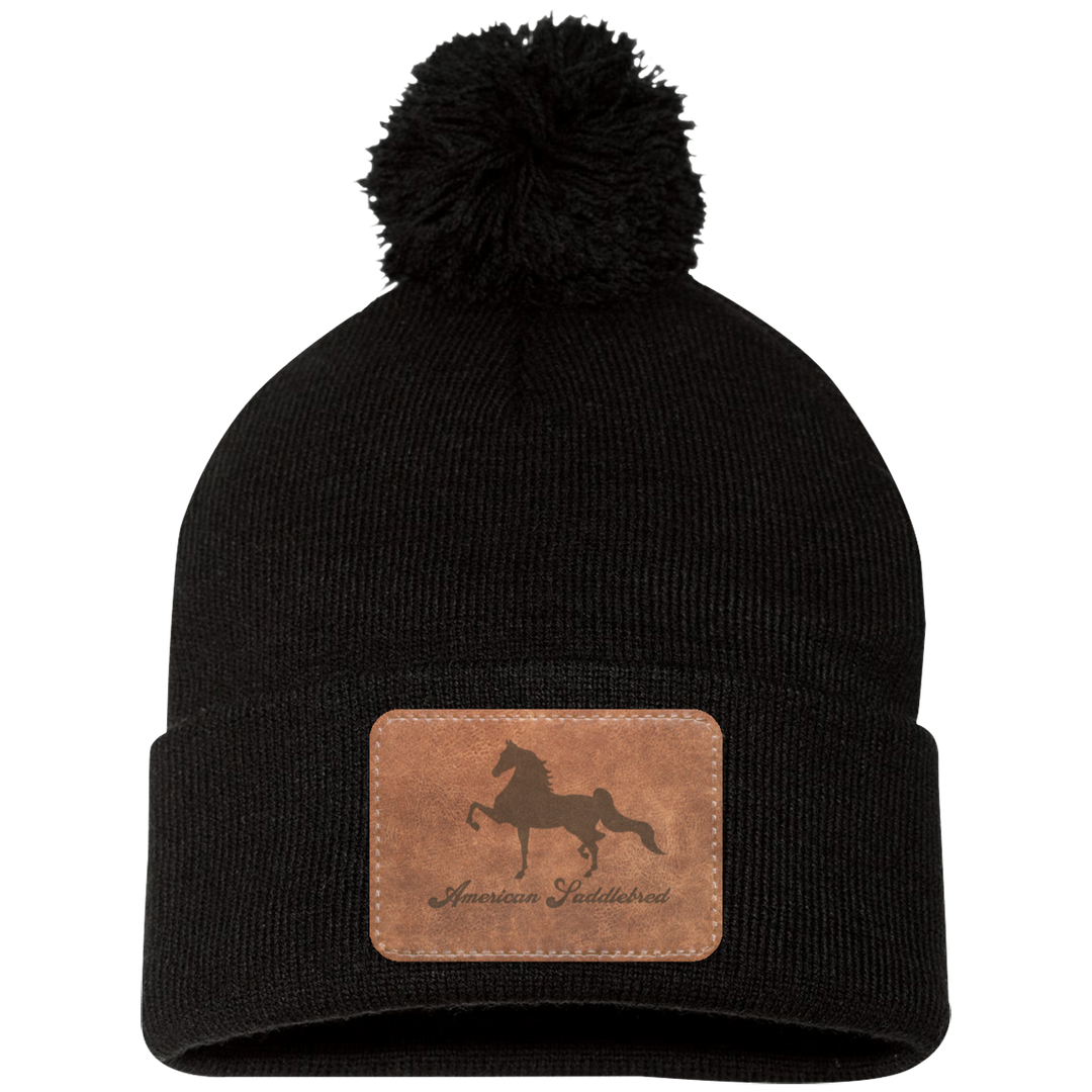 AMERICAN SADDLEBRED ON LEATHER SP15 Pom Pom Knit Cap - Patch