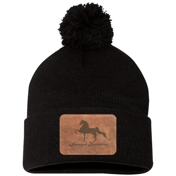 AMERICAN SADDLEBRED ON LEATHER SP15 Pom Pom Knit Cap - Patch
