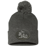 HUNTER JUMPER BLACK LEATHER SP15 Pom Pom Knit Cap - Patch