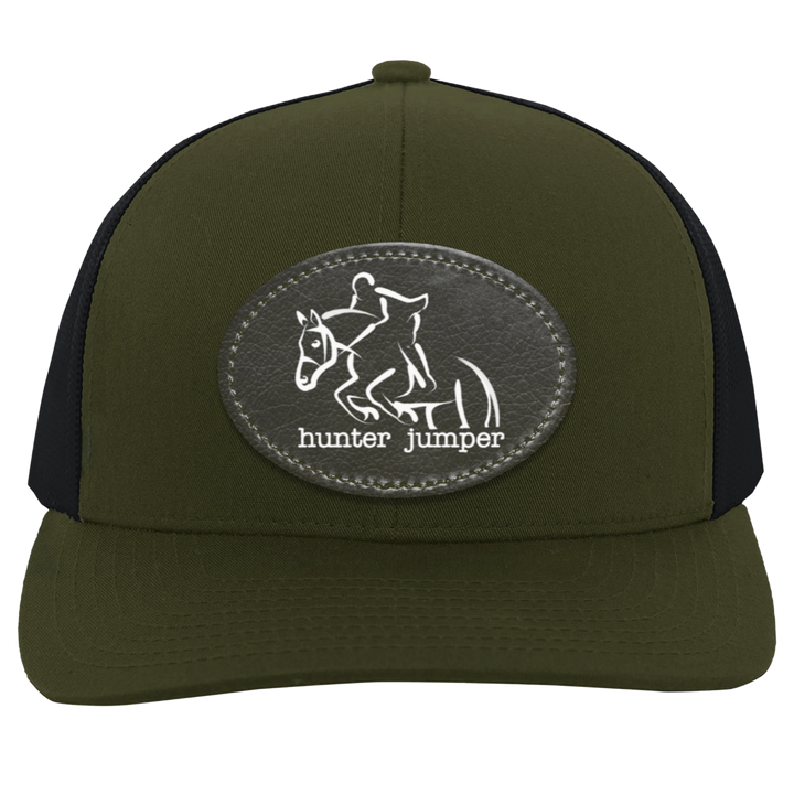 HUNTER JUMPER BLACK LEATHER 104C Trucker Snap Back - Patch