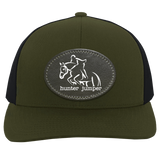 HUNTER JUMPER BLACK LEATHER 104C Trucker Snap Back - Patch