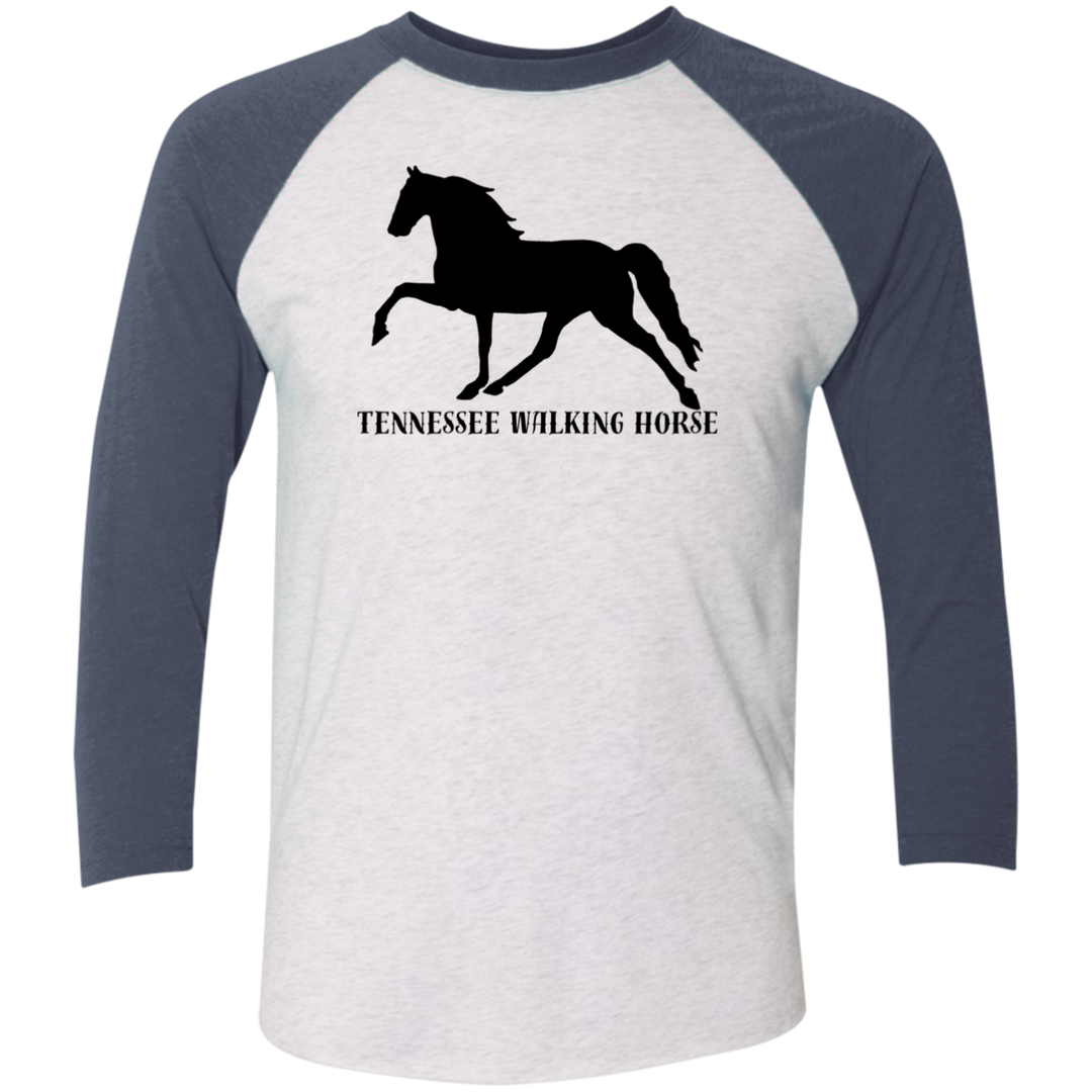 Tennessee Walker (black) 4HORSE NL6051 Tri-Blend 3/4 Sleeve Raglan T-Shirt