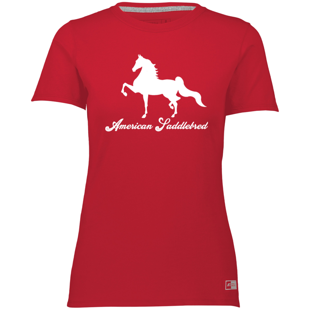 AMERICAN SADDLEBRED (DESIGN 1) WHITE 4HORSE 64STTX Ladies’ Essential Dri-Power Tee