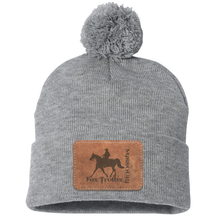 MISSOURI FOX TROTTER ON LEATHER SP15 Pom Pom Knit Cap - Patch
