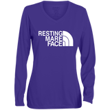 RESTING MARE FACE (white) 1788 Ladies' Moisture-Wicking Long Sleeve V-Neck Tee