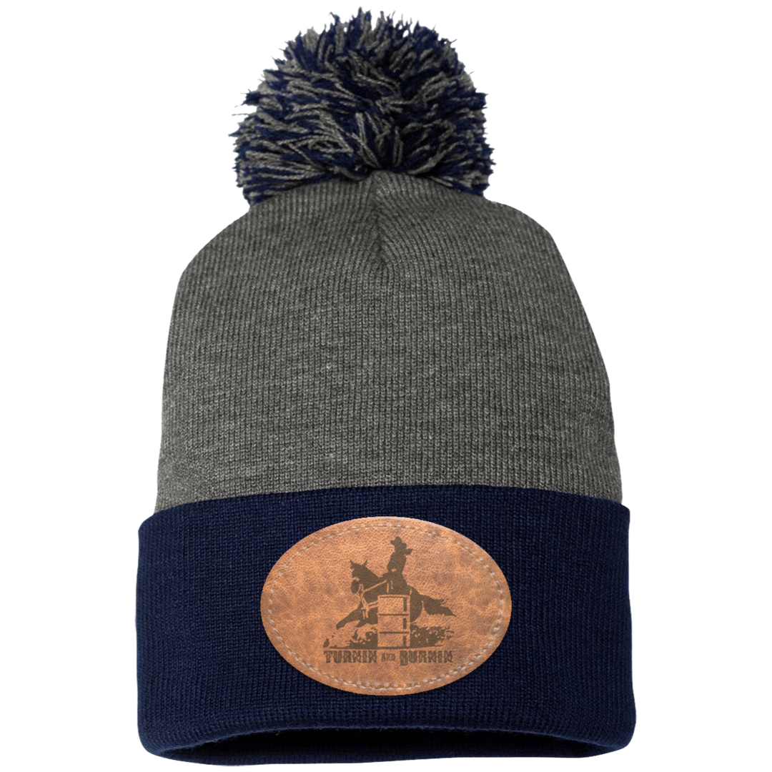 TURNIN AND BURNIN ON LEATHER SP15 Pom Pom Knit Cap - Patch