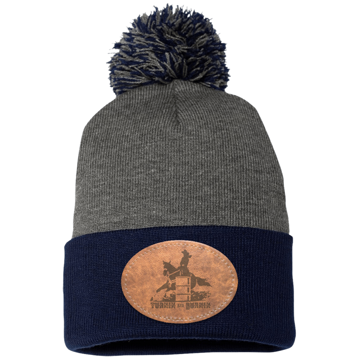TURNIN AND BURNIN ON LEATHER SP15 Pom Pom Knit Cap - Patch